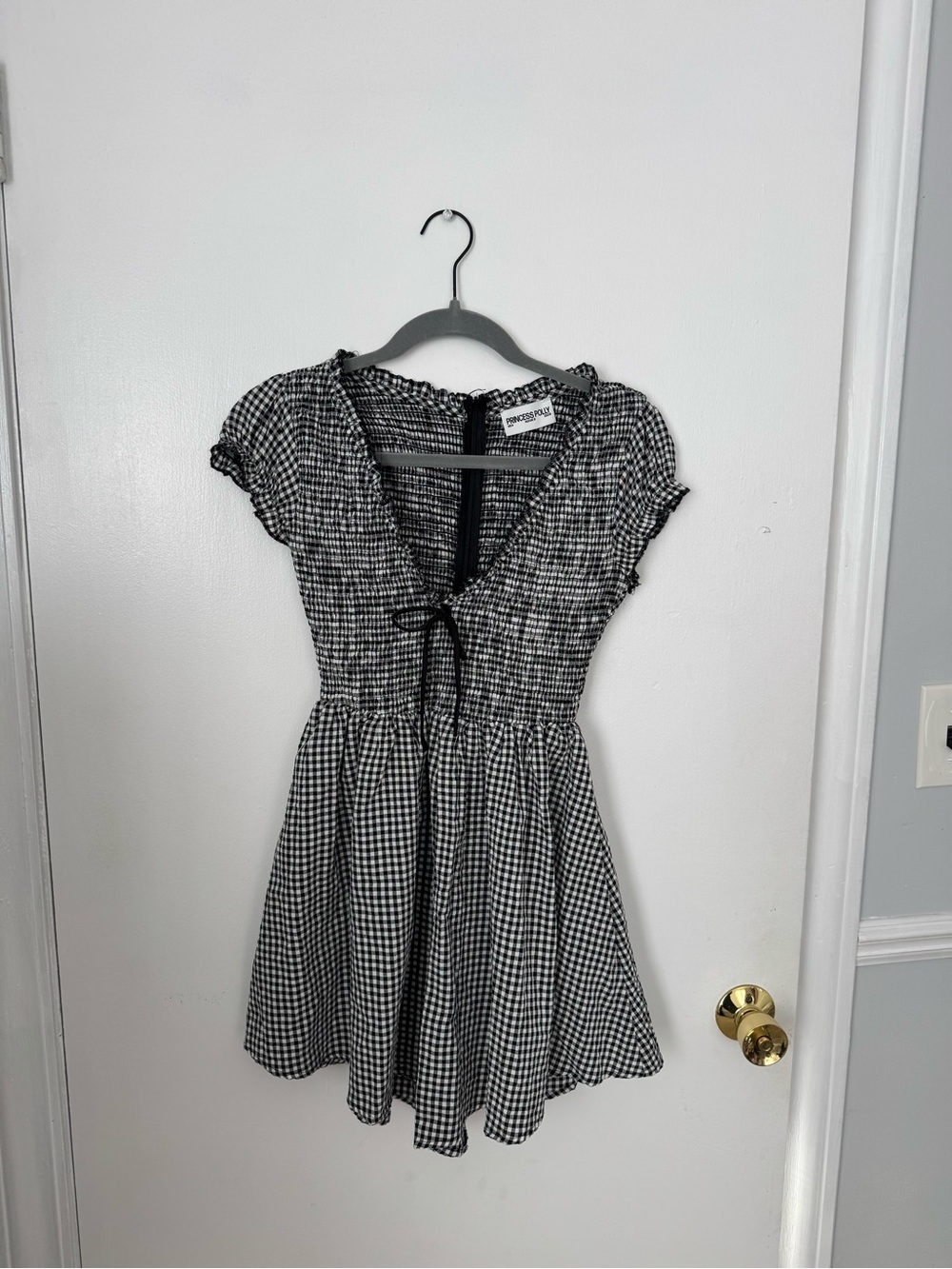 Princess Polly Black & White Gingham Romper Dress